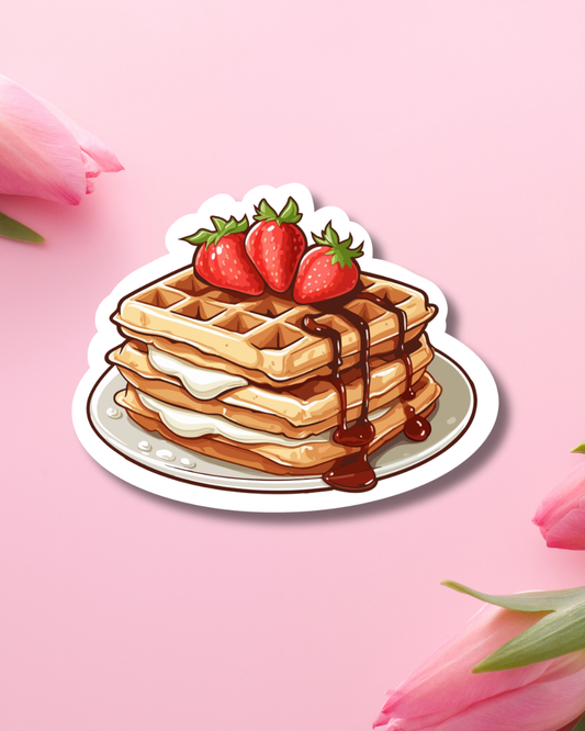 Chocolate Strawberry Waffles Vinyl Sticker