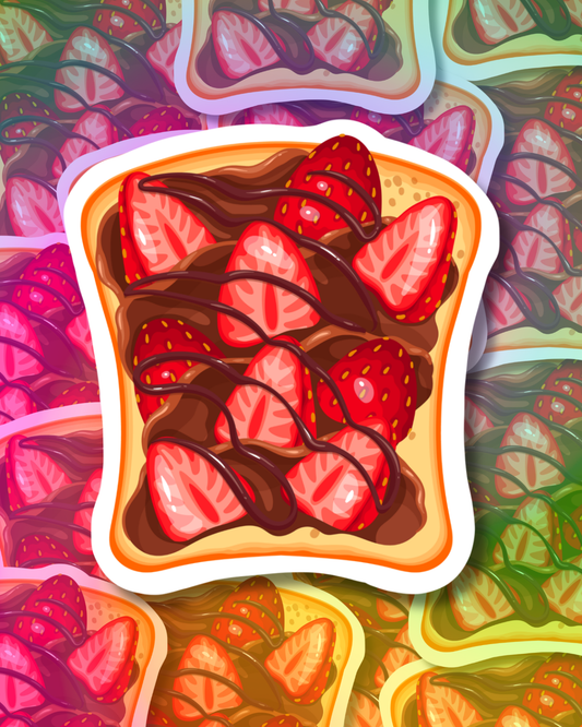 Chocolate-Strawberry Toast Vinyl Sticker