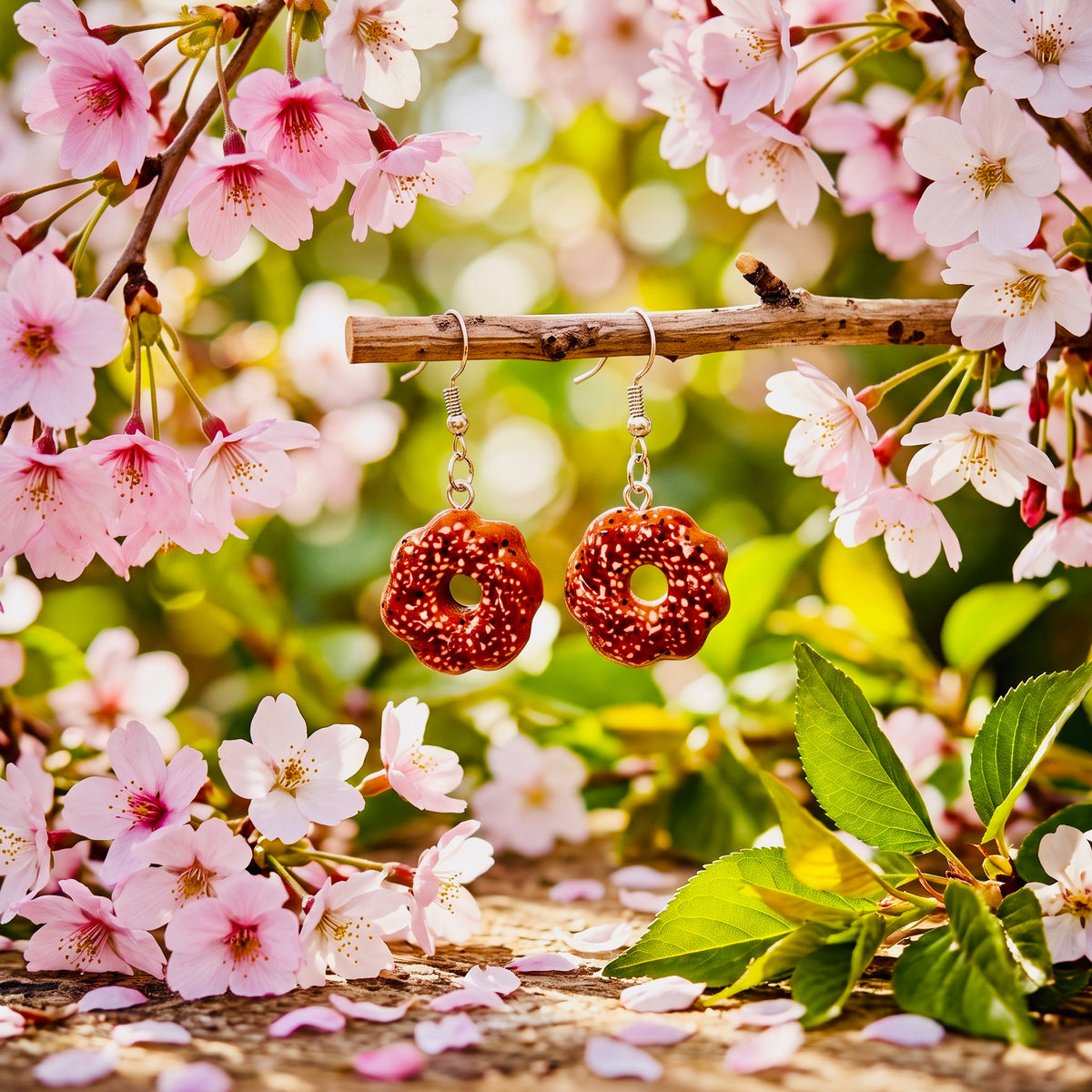 Chocolate Mochi Donut Adorable Kawaii Acrylic & Resin Dangle Earrings | Cute Japanese Aesthetic Gift