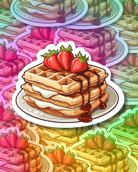 Chocolate Strawberry Waffles Vinyl Sticker