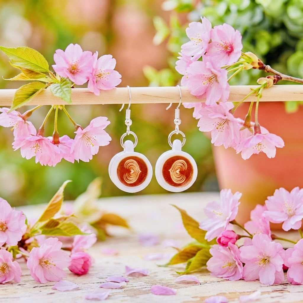 Coffee Cups Adorable Kawaii Acrylic & Resin Dangle Earrings | Cute Japanese Aesthetic Gift