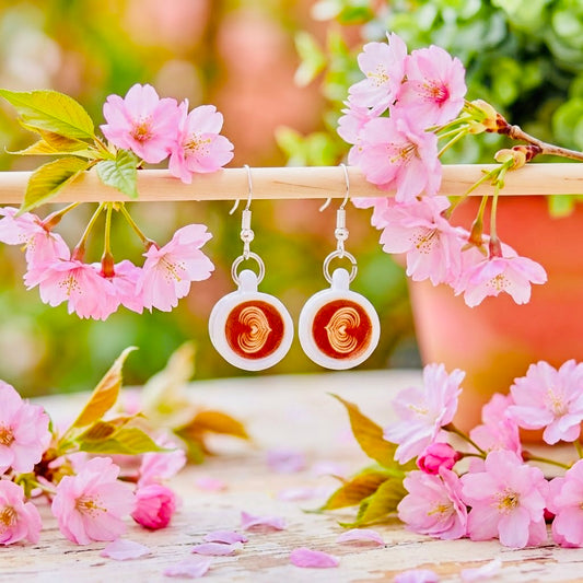 Coffee Cups Adorable Kawaii Acrylic & Resin Dangle Earrings | Cute Japanese Aesthetic Gift