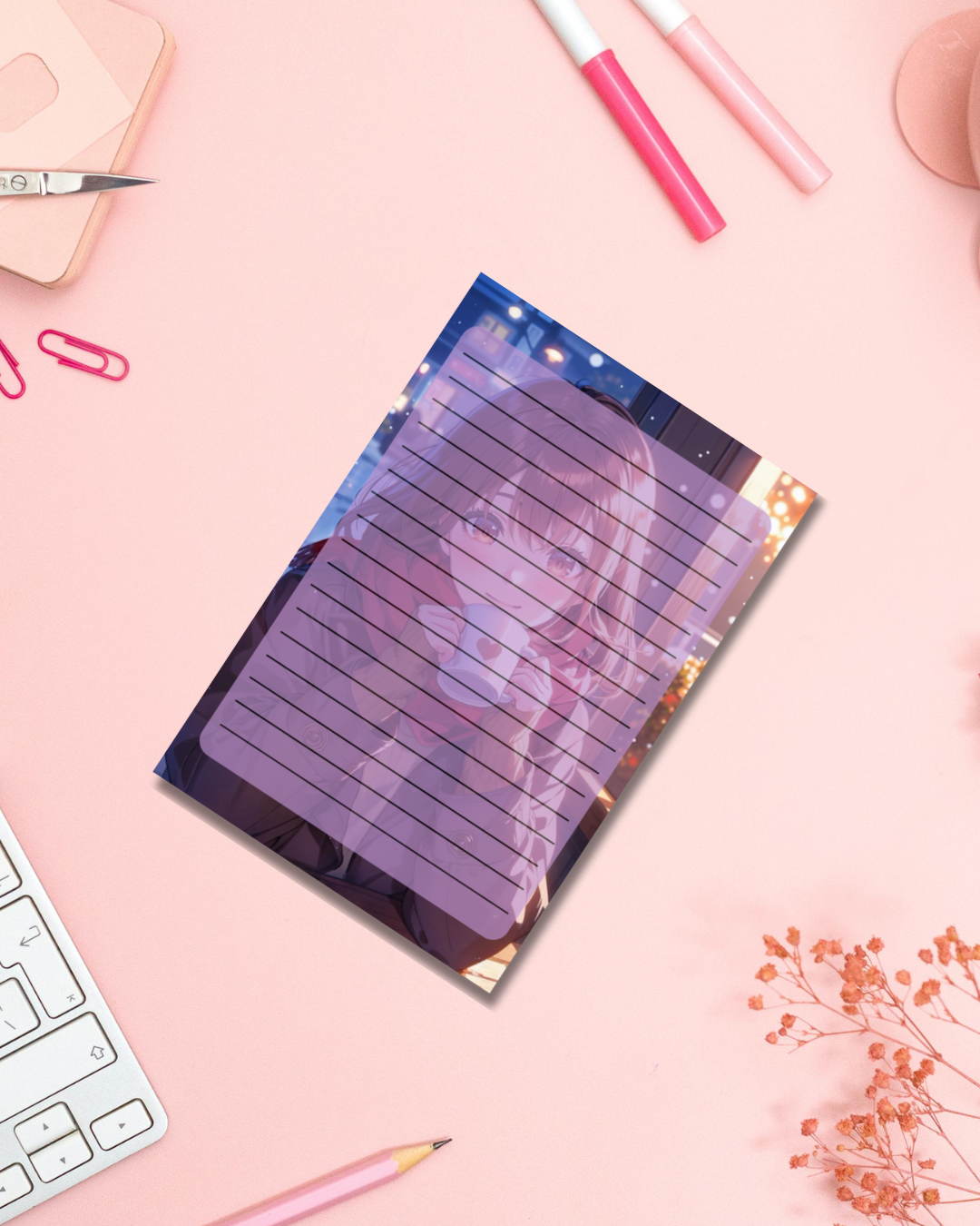 Coffee Shop Girl Notepad Aesthetic Cute Stationery Gift