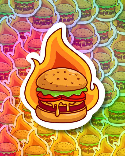 Burning Burger Vinyl Sticker