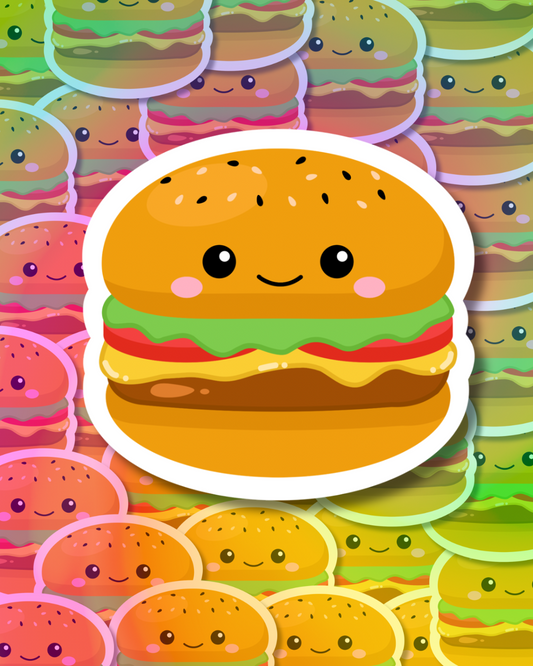 Cheeseburger Smiley Vinyl Sticker