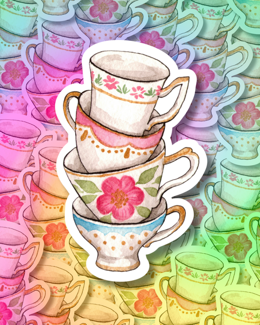 Cup Stack Vinyl Sticker
