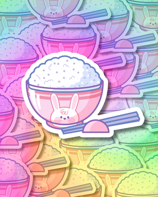 Cup of Rice Vinyl Sticker