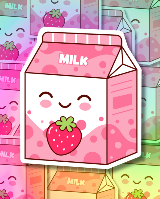 Cute Strawberry Milk Vinyl Sticker