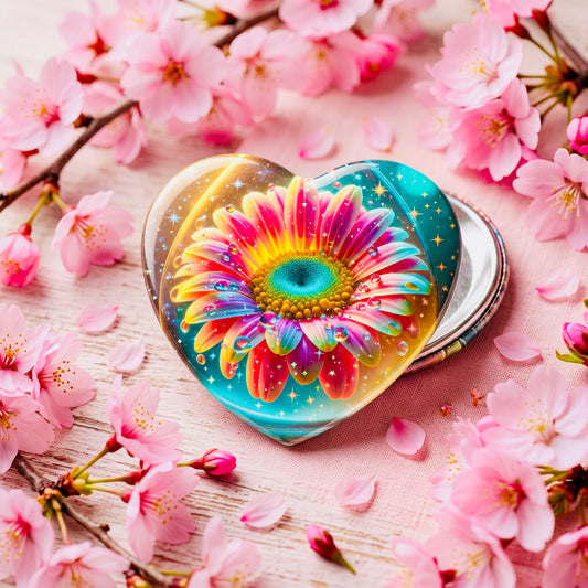 Daisy Drop Kawaii Star Holographic Heart Button Pin | Cute Aesthetic Bag Accessory