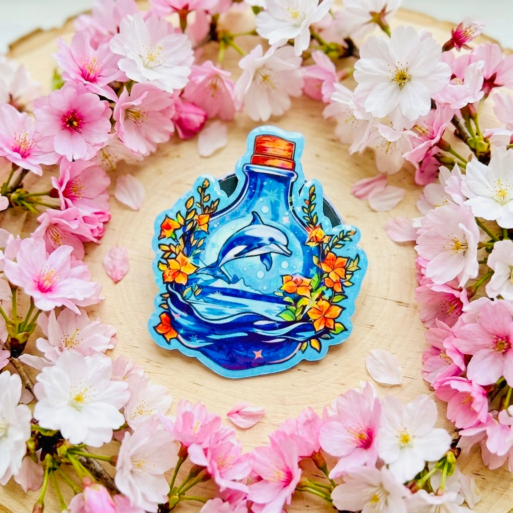 Dolphin Posion Kawaii 2.5-Inch Cute Collectible Magnet | Aesthetic Refrigerator & Locker Magnet | Gift Shop Souvenir