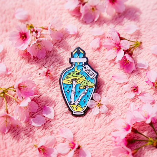 Dream Shrooms Kawaii Cute Enamel Pin | Aesthetic Pastel Backpack & Jacket Lapel Pin