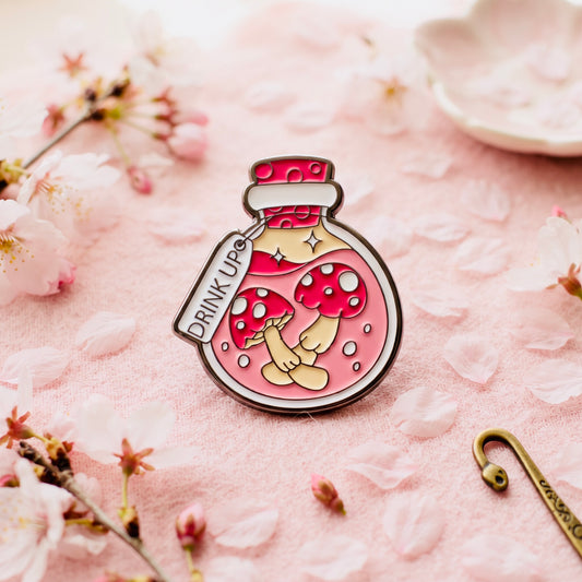 Drink Ups Kawaii Cute Enamel Pin | Aesthetic Pastel Backpack & Jacket Lapel Pin
