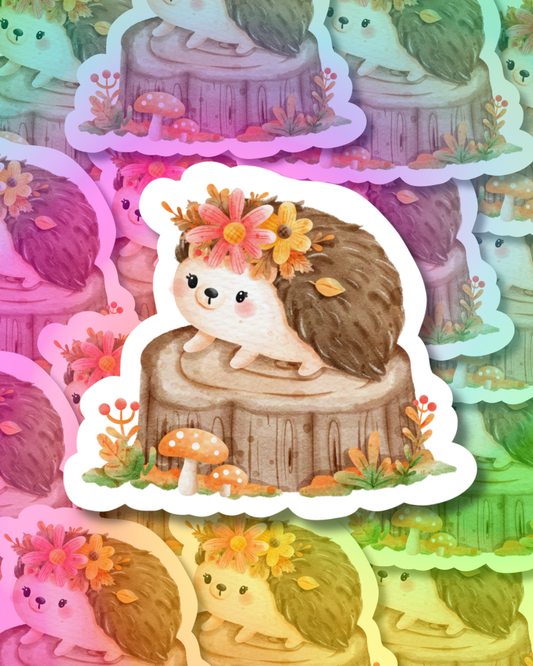 Floral Hedgehog Vinyl Sticker