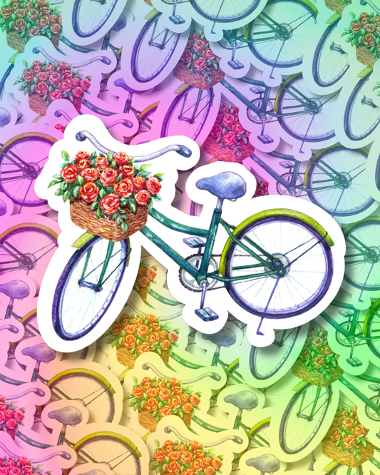 Flower Bike Vinyl Sticker