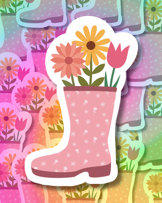 Flower Boot Vinyl Sticker