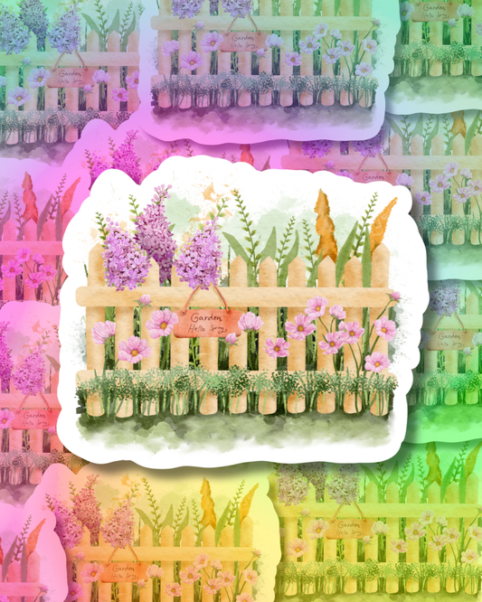 Flower Fence Vinyl Sticker