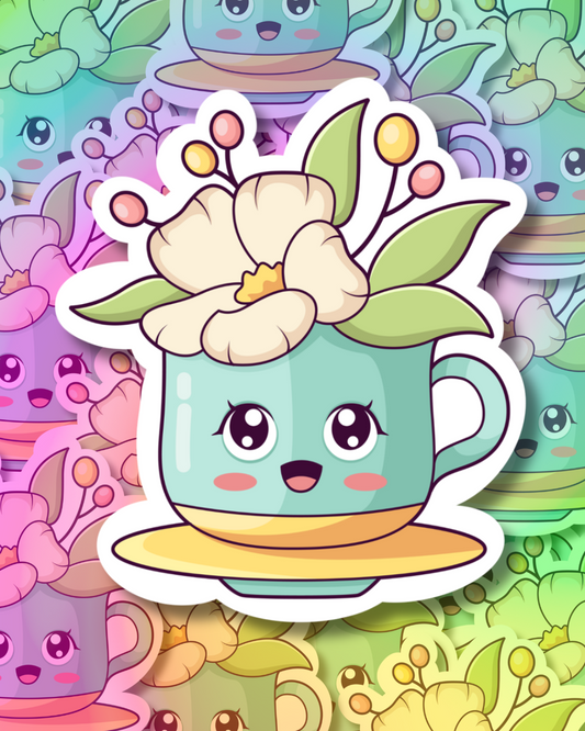 Flower Mug Vinyl Sticker