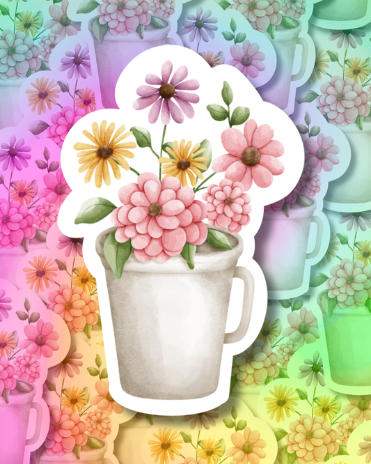 Flower Mug Vinyl Sticker