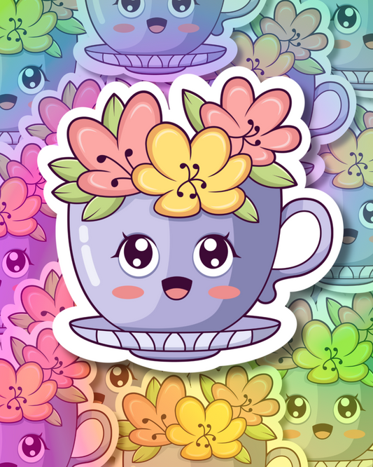 Flower Purple Mug Vinyl Sticker