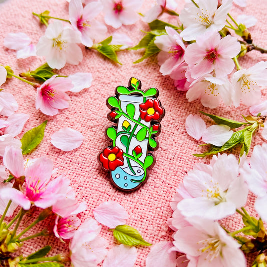Flower Tube Kawaii Cute Enamel Pin | Aesthetic Pastel Backpack & Jacket Lapel Pin