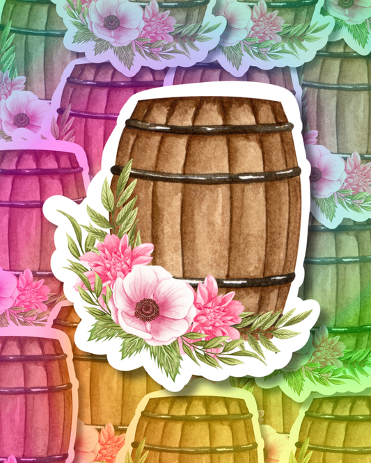 Flower Wine Jar Vinyl Sticker
