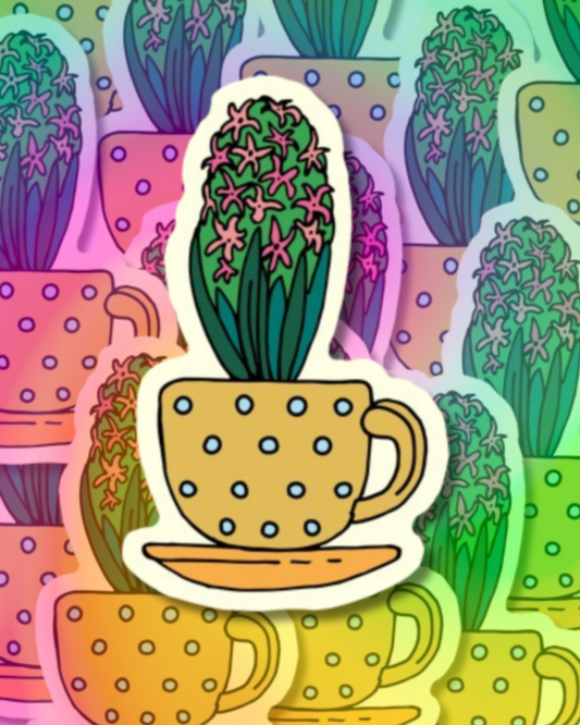 Flower Cup Vinyl Sticker