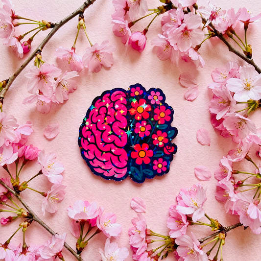 Flowered Brain Kawaii 2.5-Inch Cute Collectible Magnet | Aesthetic Refrigerator & Locker Magnet | Gift Shop Souvenir
