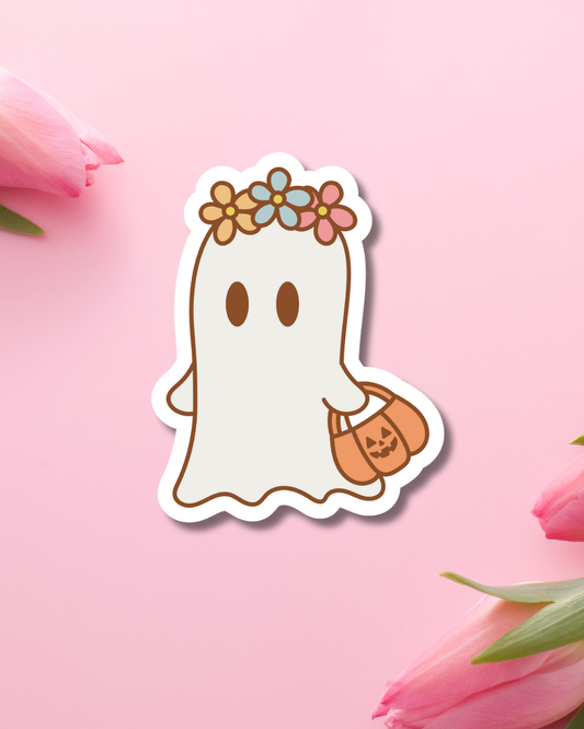 Flowered Ghosty Vinyl Sticker