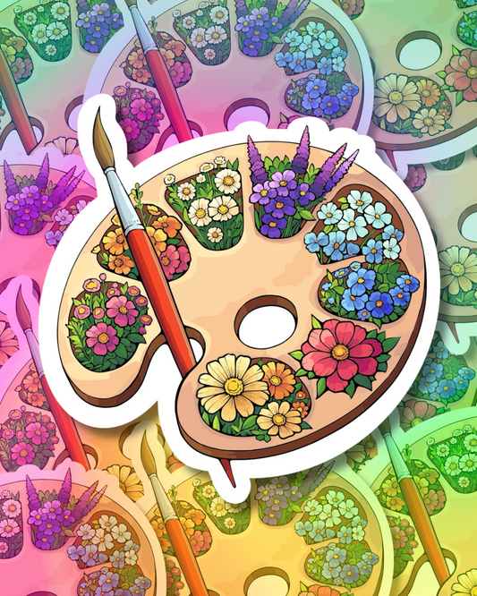Flowered Paint Vinyl Sticker