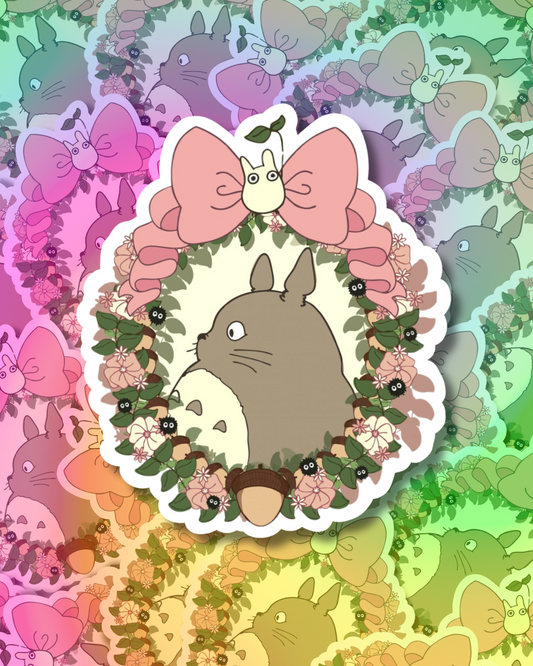 Flowered Totoro Vinyl Sticker