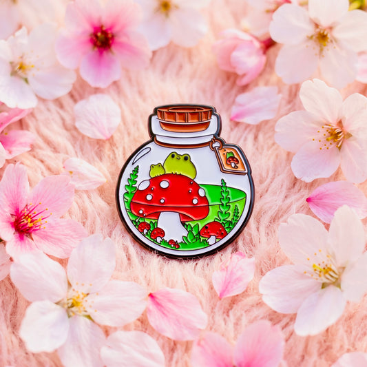 Frog Shrooms Kawaii Cute Enamel Pin | Aesthetic Pastel Backpack & Jacket Lapel Pin