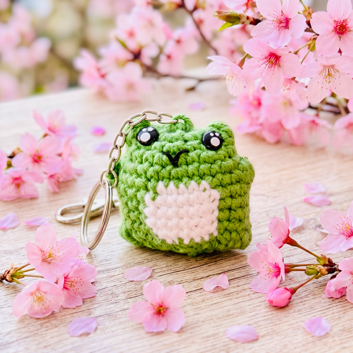 Froggy Friend Handmade Kawaii Crochet Amigurumi Plushie Keychain | Cute Bag Charm & Gift
