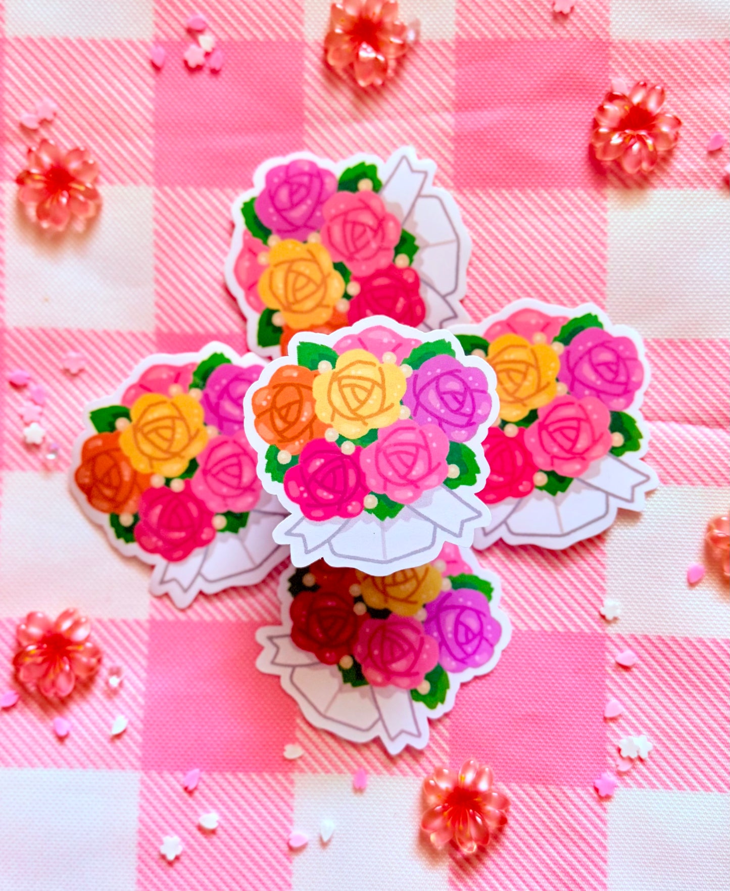 Colorful Rose Bouquet Vynil Sticker