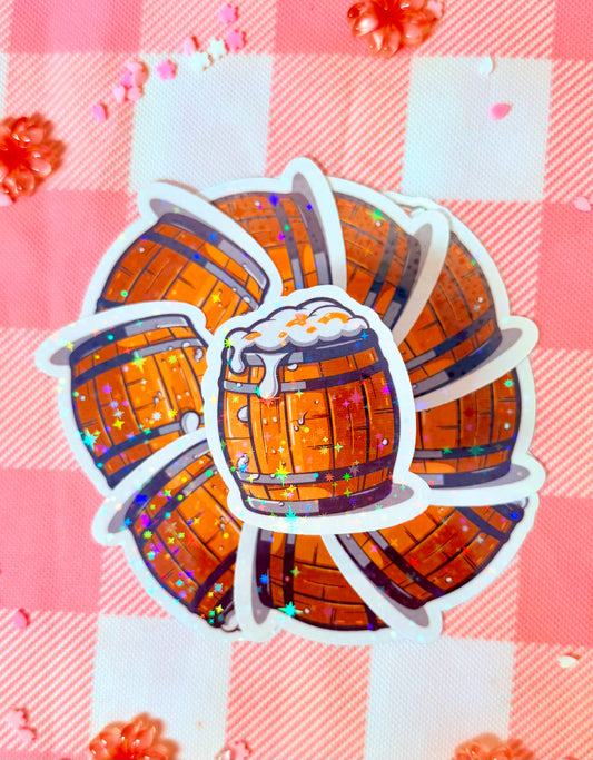 Beer Jar Holographic Vinyl Sticker