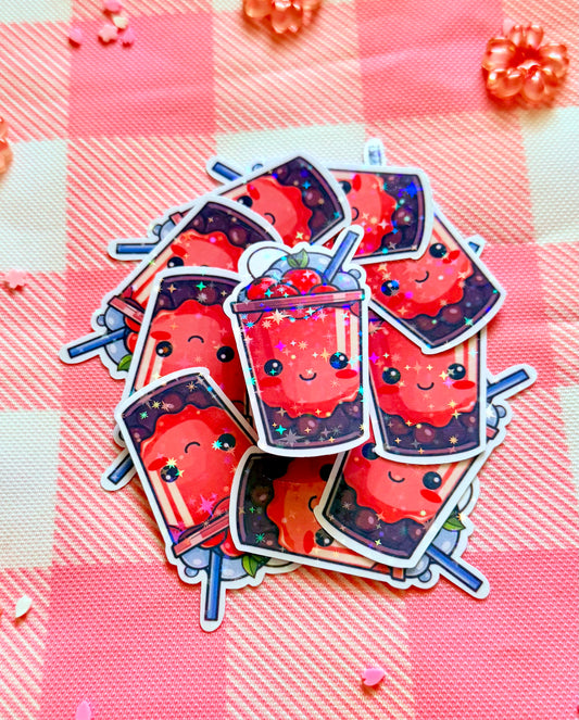 Strawberry Boba Cutie Holographic Vinyl Sticker