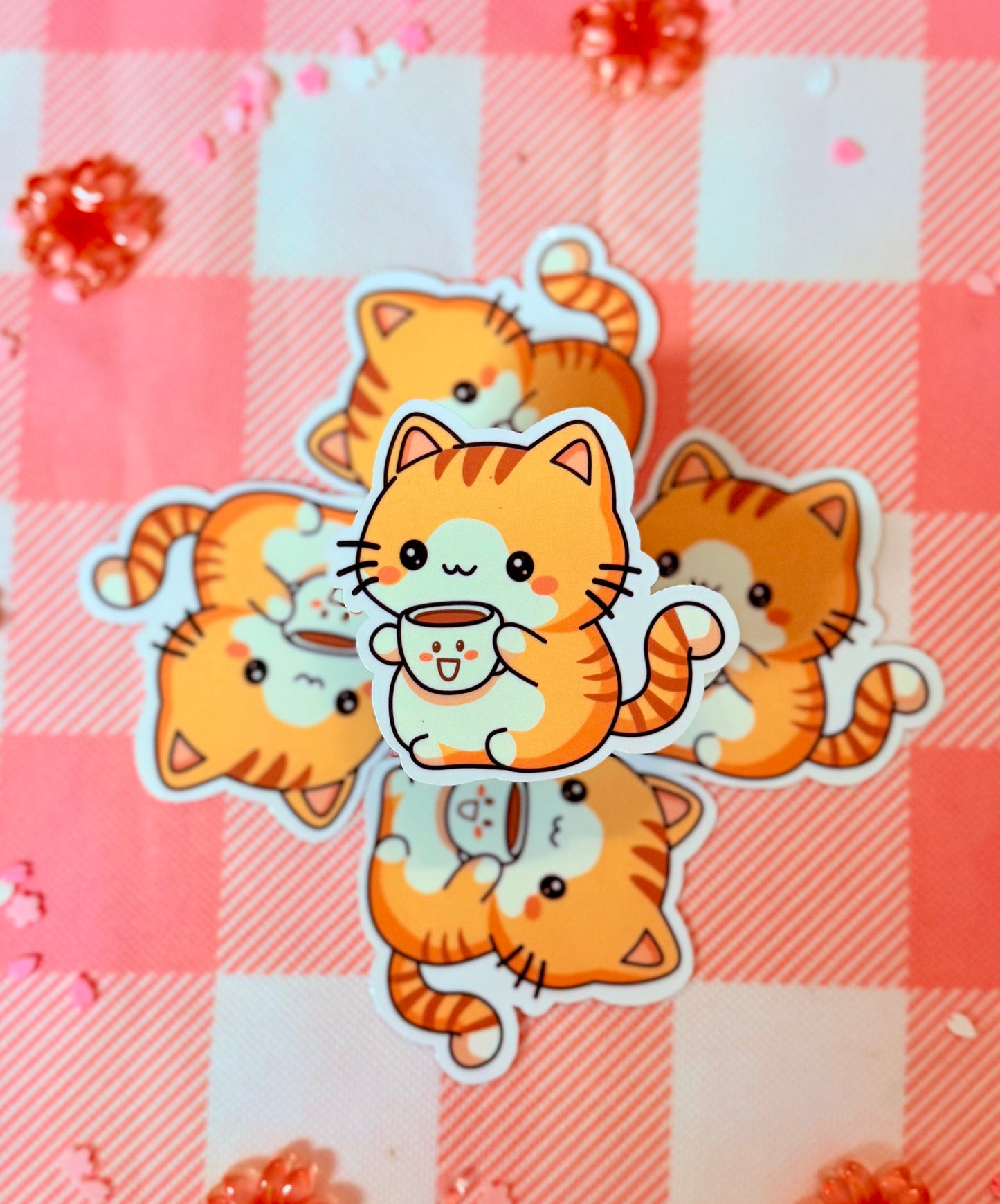 Coffee Cat Vinyl Sticker