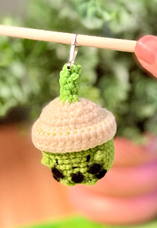 Kawaii Matcha Boba Knitted Plushie Keychain 🧋