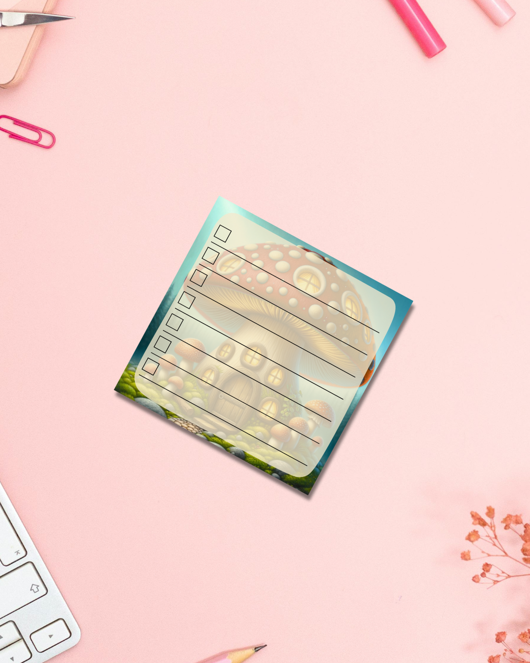 Fungi Home Meadow Notepad Kawaii Art Aesthetic Cute Gift