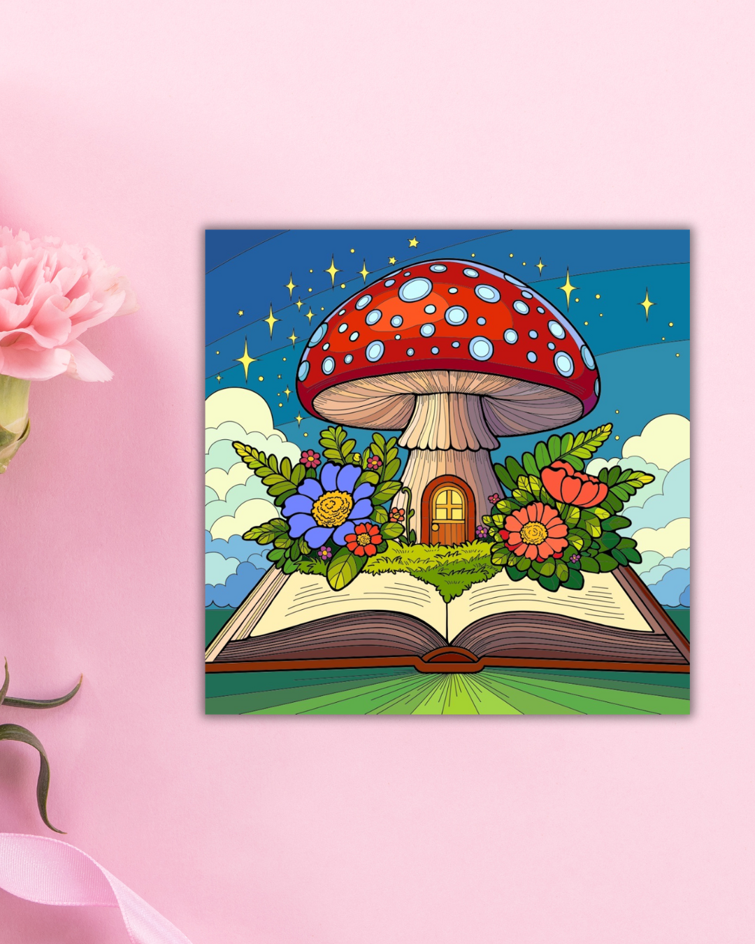 Fungi Reading Wonderland Art Print Aesthetic Gift Decor
