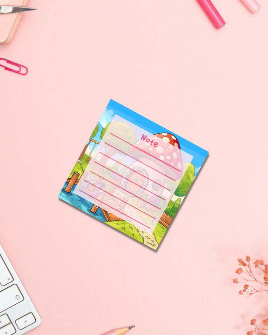 Fungi House Notepad Aesthetic Cute Stationery Gift