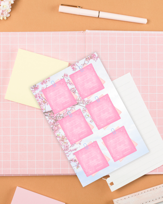 Fushia Sakura Big Notepad Aesthetic Cute Stationery Gift