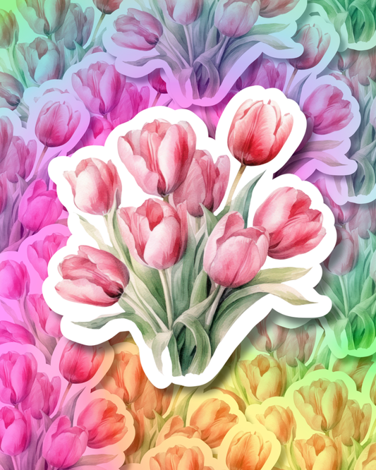 Fushia Tulips Vinyl Sticker