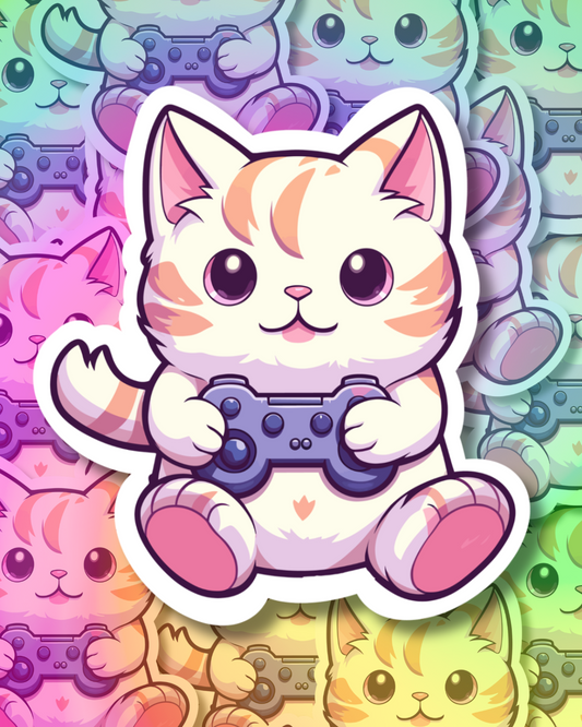 Gamer Cat Vinyl Sticker