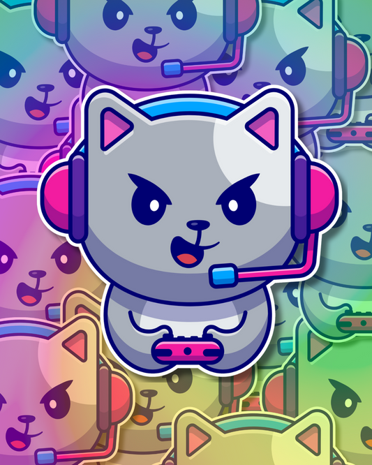 Gamer Cat Madness Vinyl Sticker
