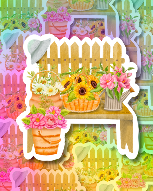 Gardening Table Vinyl Sticker