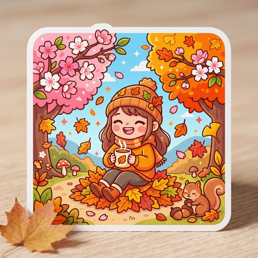 Autumn Girl Holographic Vinyl Sticker