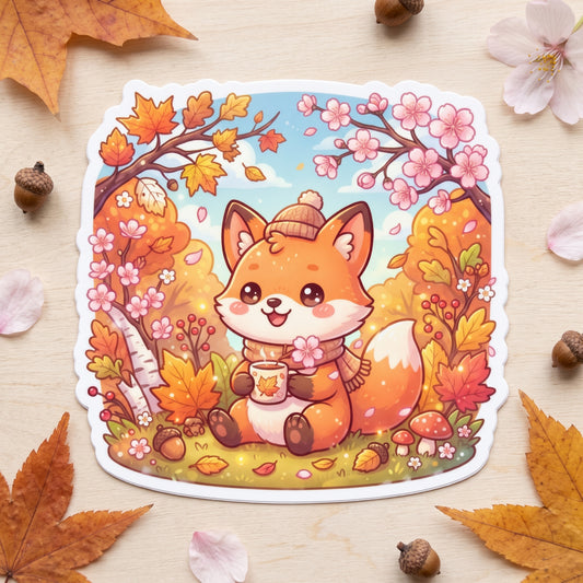 Autumn Fox Holographic Vinyl Sticker