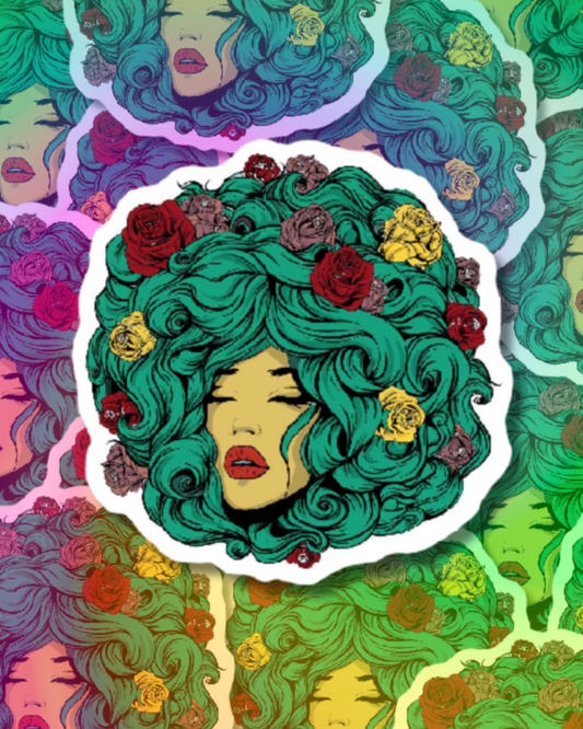 Girl of Roses Vinyl Sticker