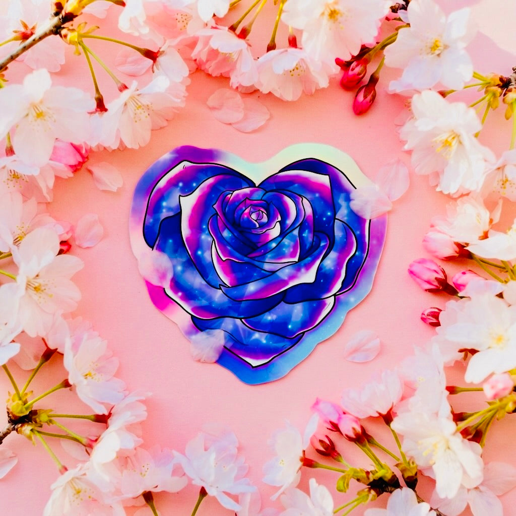 Rose Heart Kawaii Glossy Vinyl Sticker | Waterproof 2.5" Cute Aesthetic Decal for Water Bottles, Laptops, & Journals