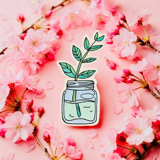 Water Plant Kawaii Glossy Vinyl Sticker | Waterproof 2.5" Cute Aesthetic Decal for Water Bottles, Laptops, & Journals